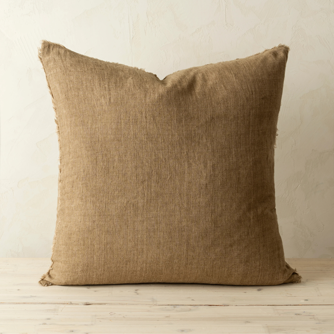 Lina Linen Pillow Hazelnut 24" x 24"