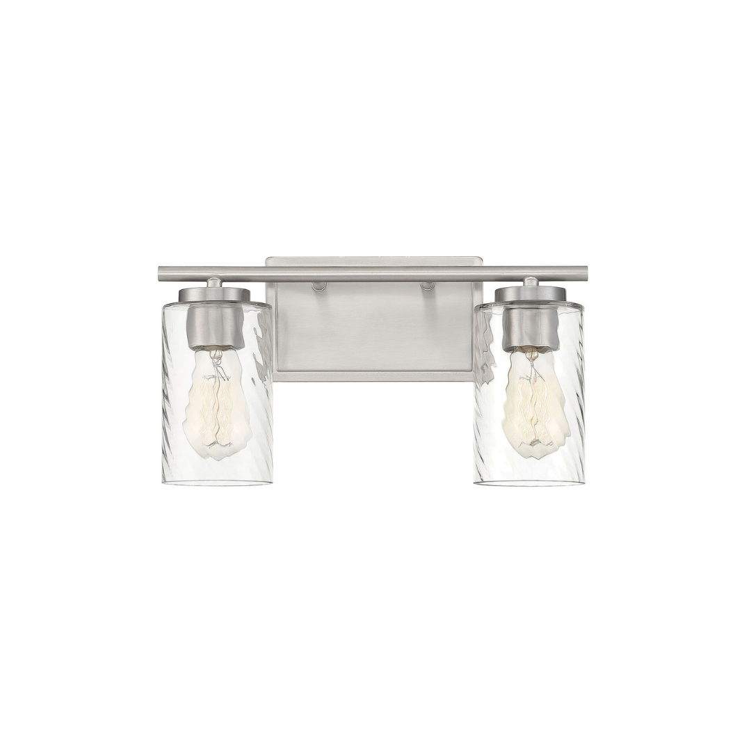 2-Light Clear Swirl Bathroom Vanity Light