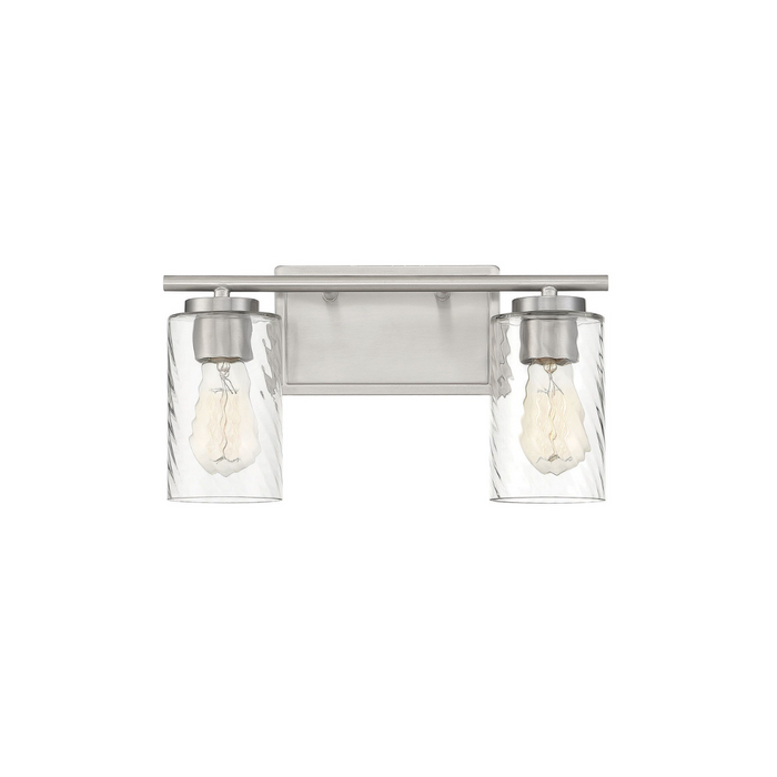2-Light Clear Swirl Bathroom Vanity Light