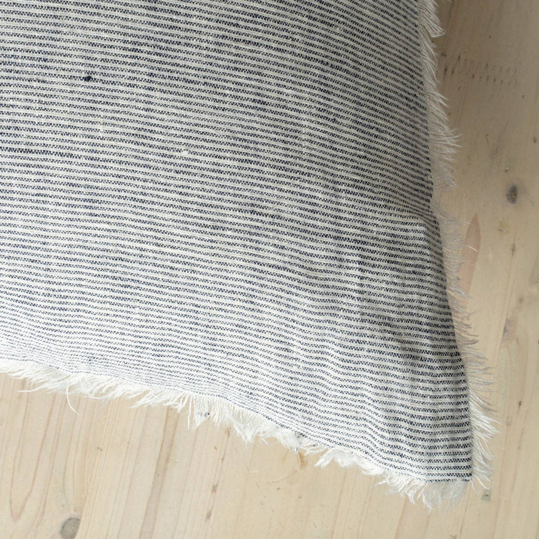 Lina Linen Pillow Navy Stripe 24" x 24"