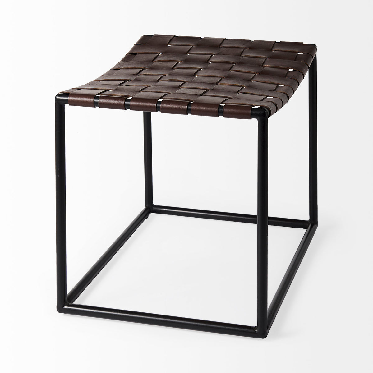 Clarissa Woven Leather Stool
