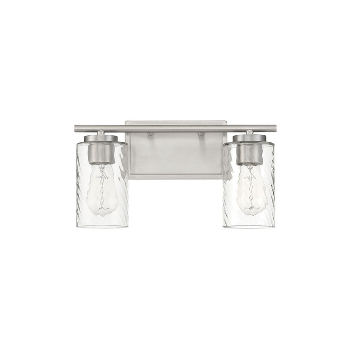 2-Light Clear Swirl Bathroom Vanity Light