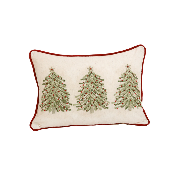 Embroidered Bead Christmas Tree Pillow