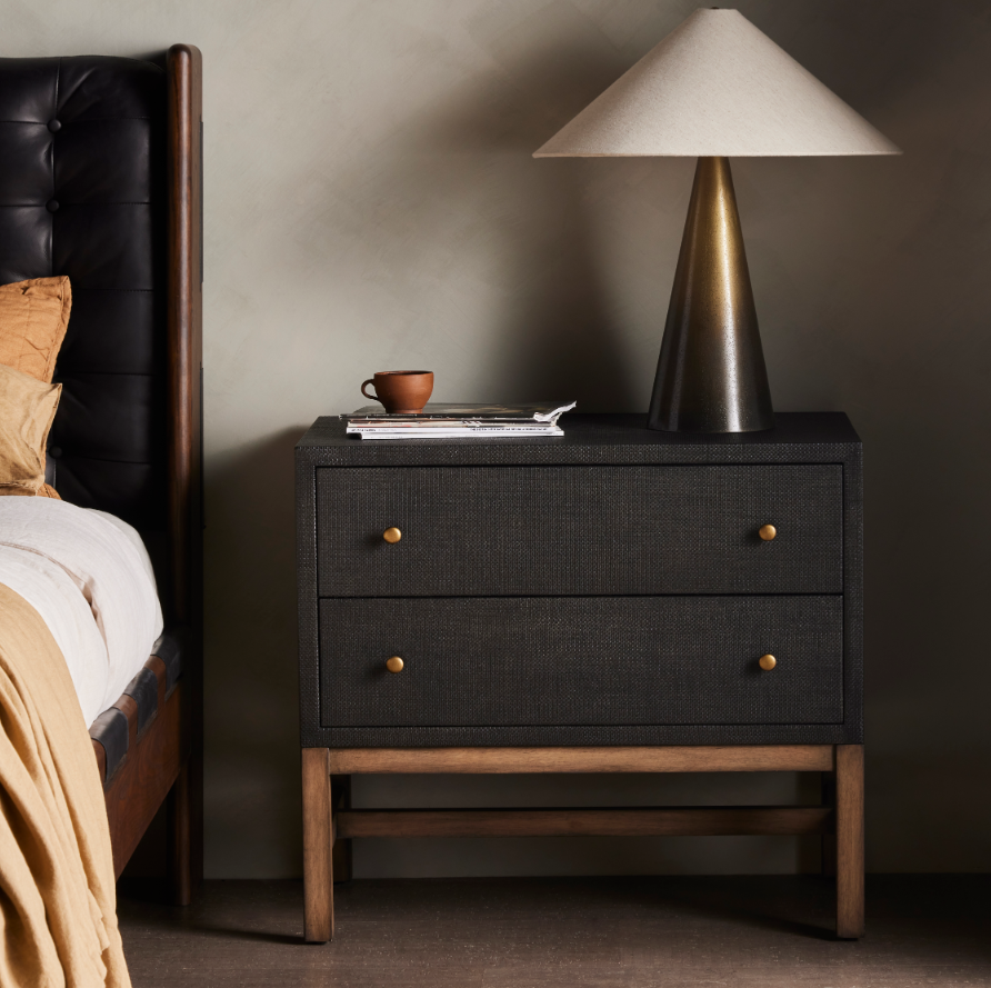 Farrah Nightstand - Black Rafia