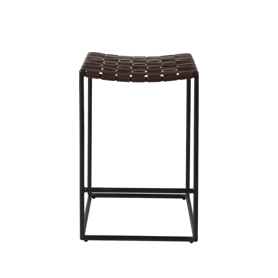 Clarissa Woven Leather Counter Stool