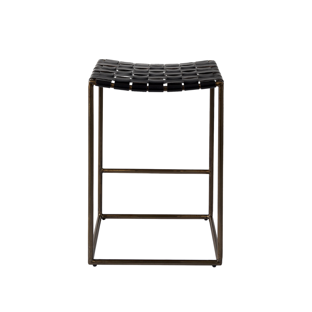 Clarissa Woven Leather Counter Stool