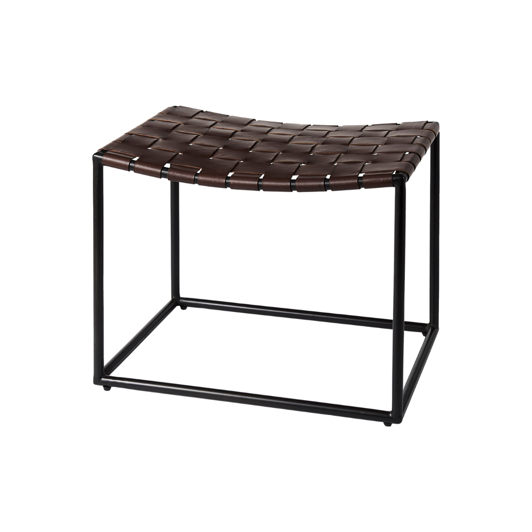 Clarissa Woven Leather Stool