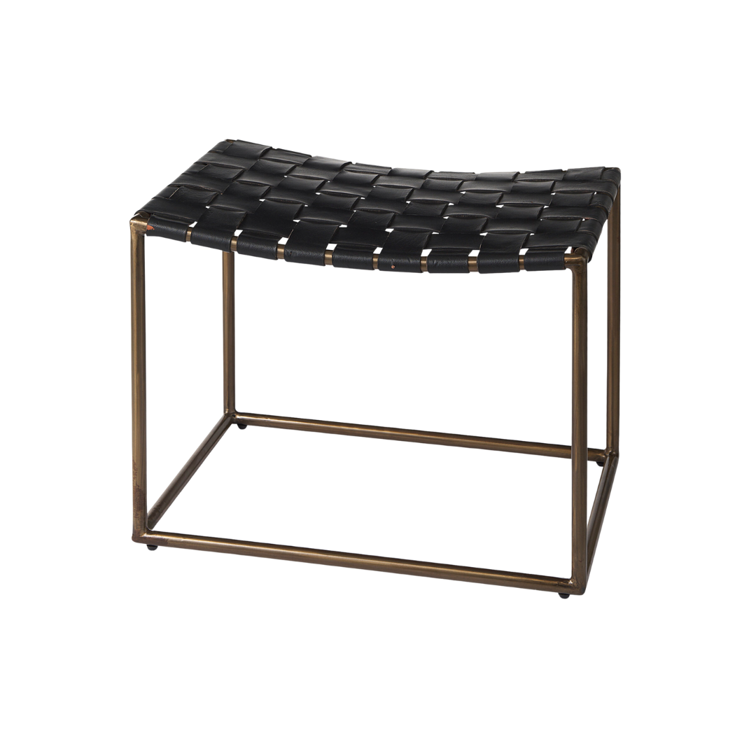 Clarissa Woven Leather Stool