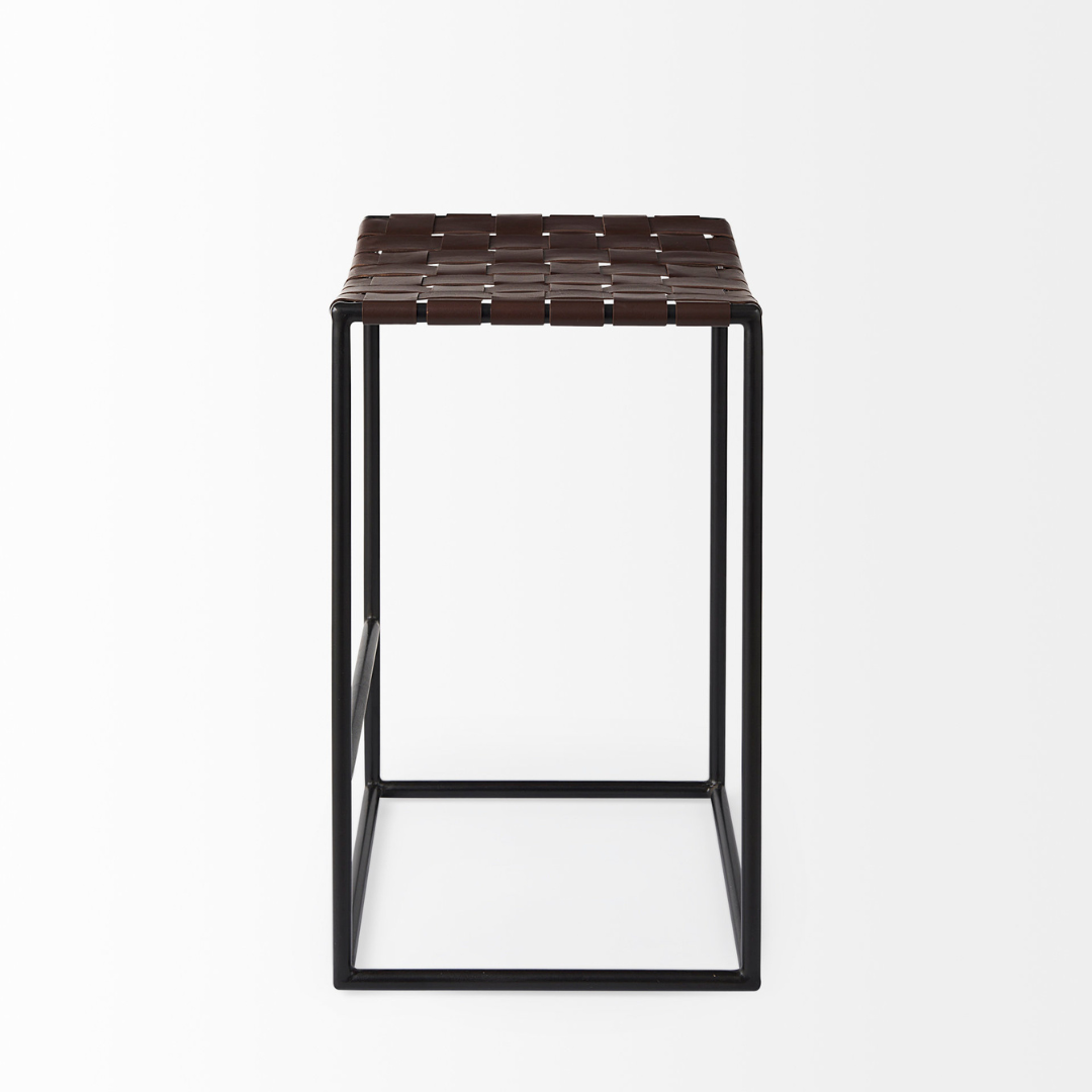 Clarissa Woven Leather Counter Stool