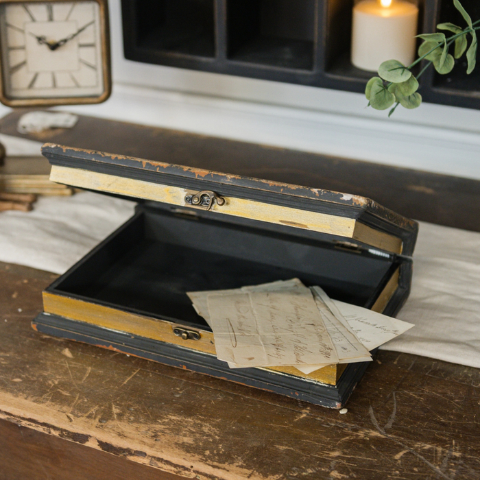 9" Black Vintage Book Box