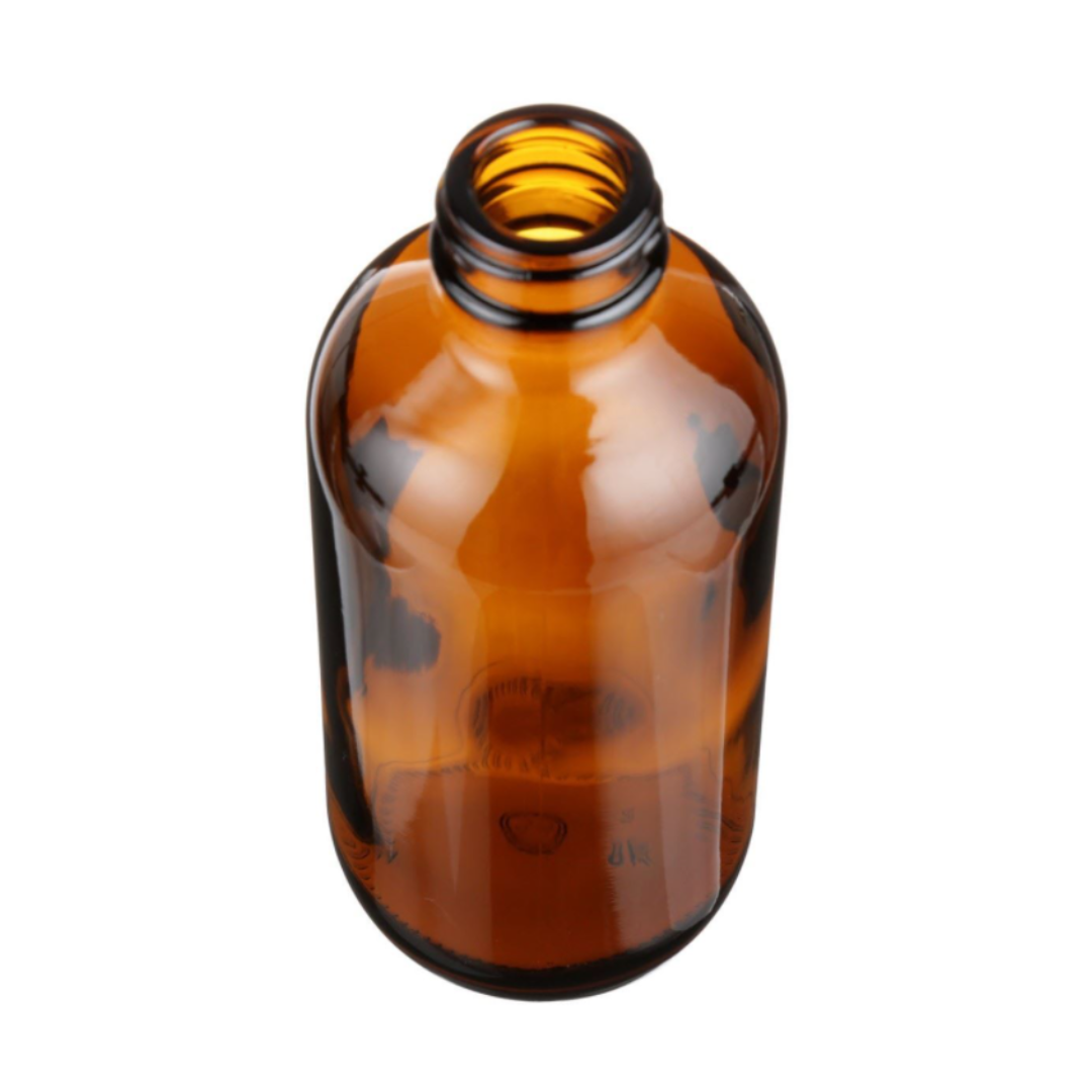 SALE: 8oz Boston Glass Round Amber Bottle