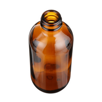 SALE: 8oz Boston Glass Round Amber Bottle