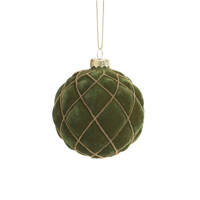 Green & Gold Velvet Glass Ornament