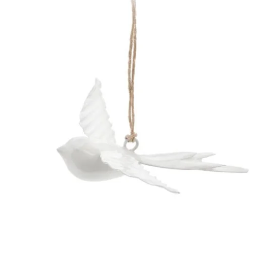 White Iron Bird Ornament
