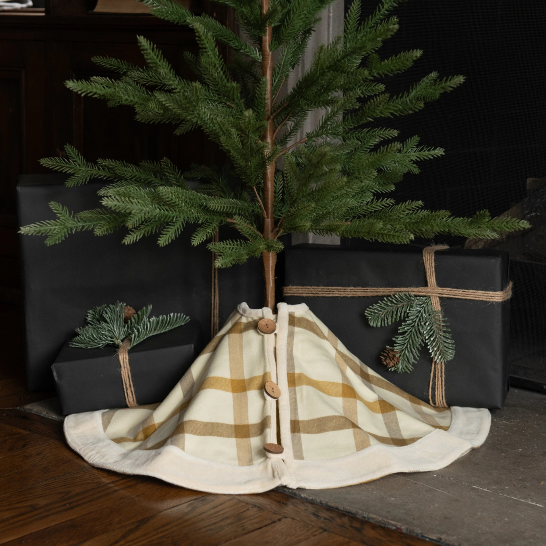28" Cream Plaid Tree Skirt