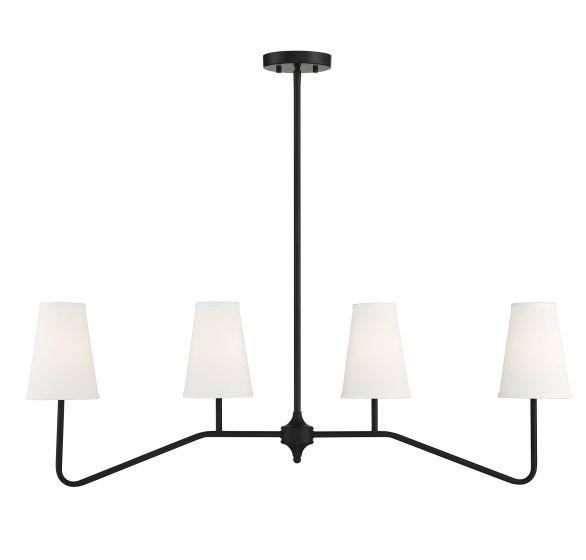 4 Light Matte Black Linear Chandelier