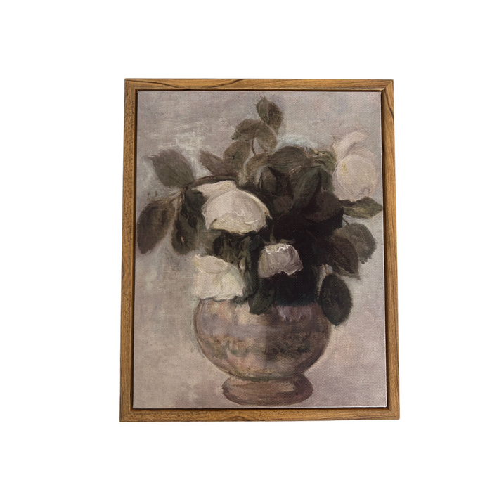"White Floral" Vintage Framed Canvas