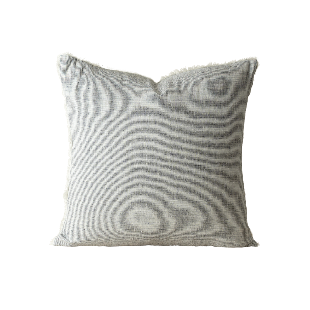 Lina Linen Pillow Navy Stripe 24" x 24"