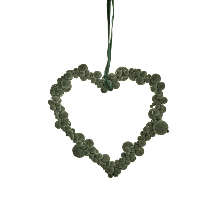 Bubble Heart Green Velvet Ornament