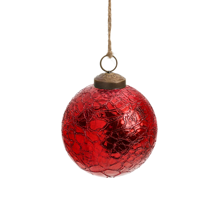 Burgundy Crackle Glass Ornament