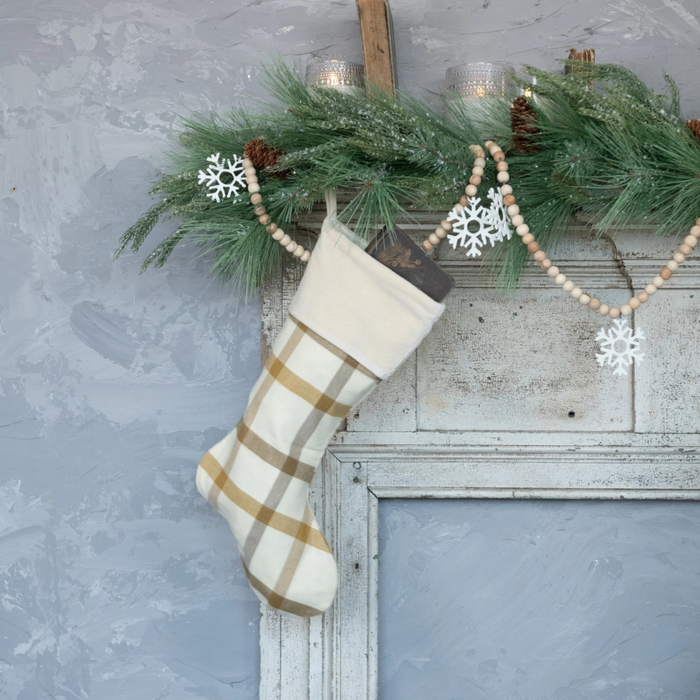Cream Plaid Stocking
