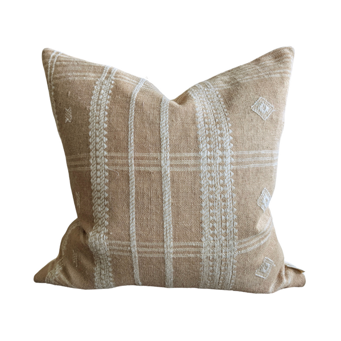 Bhujodi Wool Handloom Pillow, Beige 20" x 20"