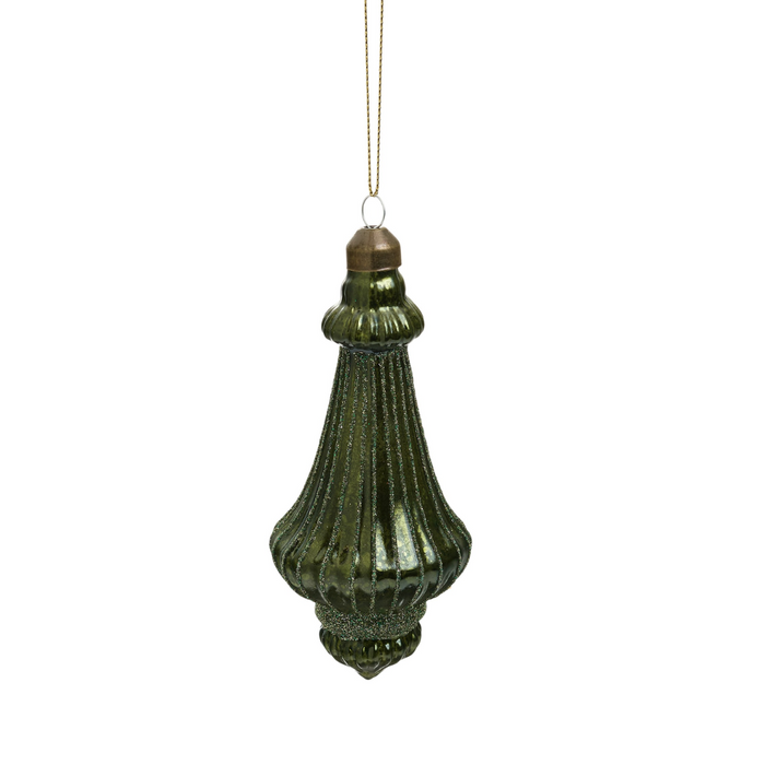 Olive Glass Finial Ornament III