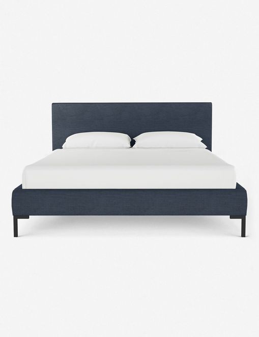 Bree Navy Linen Platform Bed