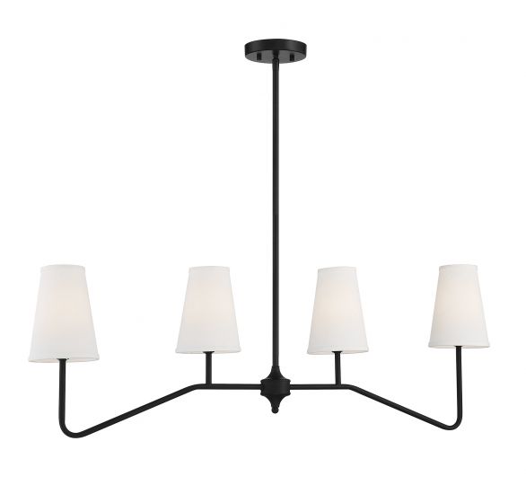4 Light Matte Black Linear Chandelier