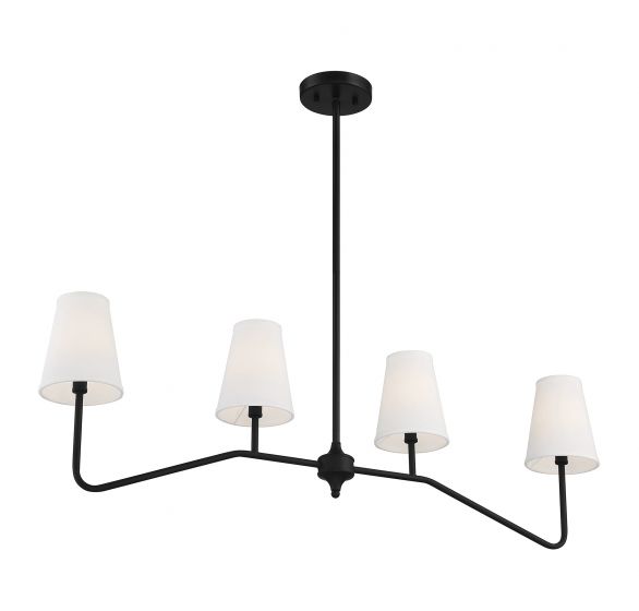 4 Light Matte Black Linear Chandelier