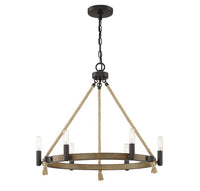 6 Light Oil Rubbed Bronze with Wood Chandelier