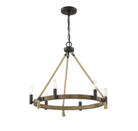 6 Light Oil Rubbed Bronze with Wood Chandelier