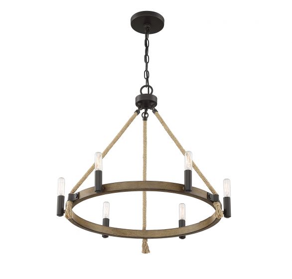 6 Light Oil Rubbed Bronze with Wood Chandelier