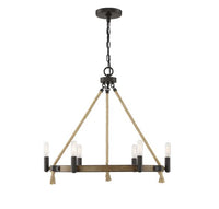 6 Light Oil Rubbed Bronze with Wood Chandelier