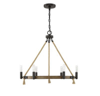 6 Light Oil Rubbed Bronze with Wood Chandelier