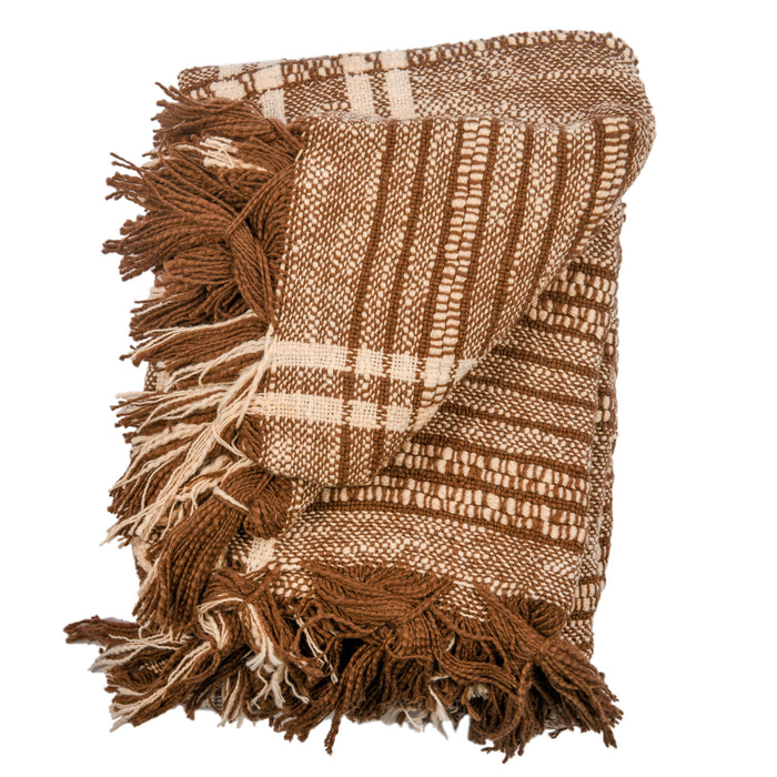 Heavy Check Throw Earth Brown