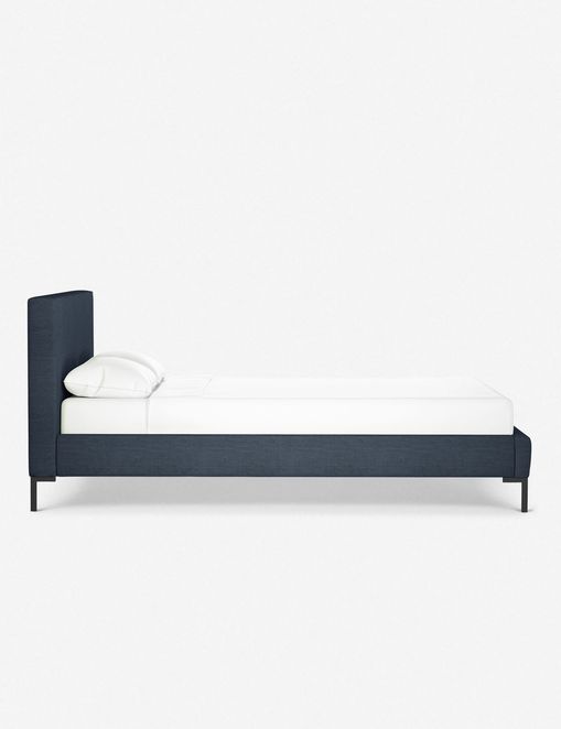 Bree Navy Linen Platform Bed