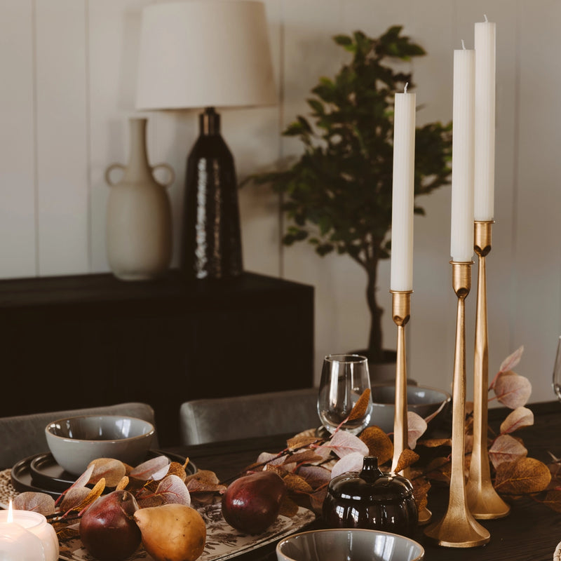 Gold Cast Iron Tapered Candle Holder