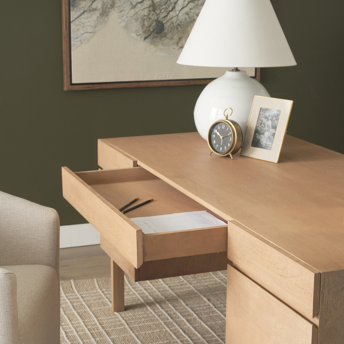 Trellyn Desk [/w Carved Woven Wood Front]