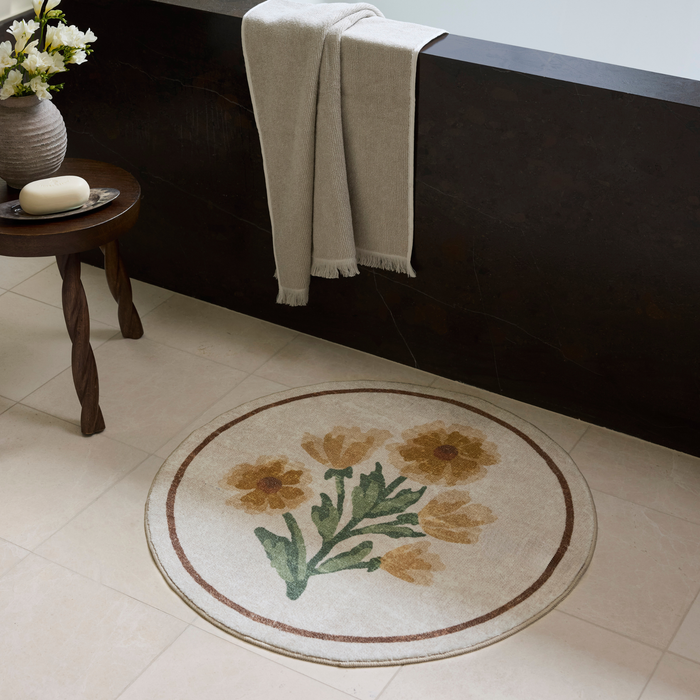 Clove CLO-01 (Chris Loves Julia × Loloi) Round Bath Mat [Ivory/Yellow]