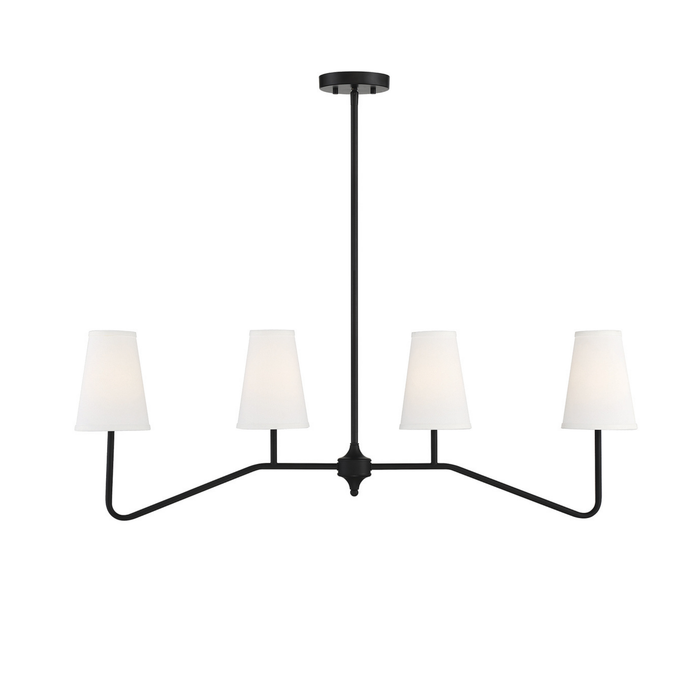 4 Light Matte Black Linear Chandelier