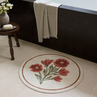 Clove CLO-01 (Chris Loves Julia × Loloi) Round Bath Mat [Ivory/Red]