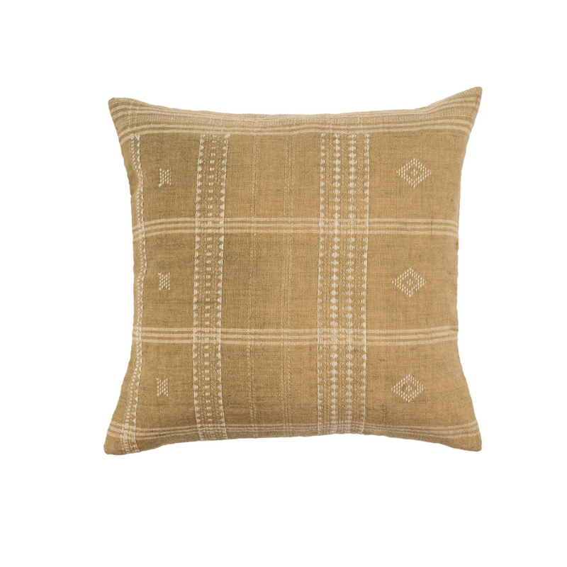 Bhujodi Wool Handloom Pillow, Beige 20" x 20"