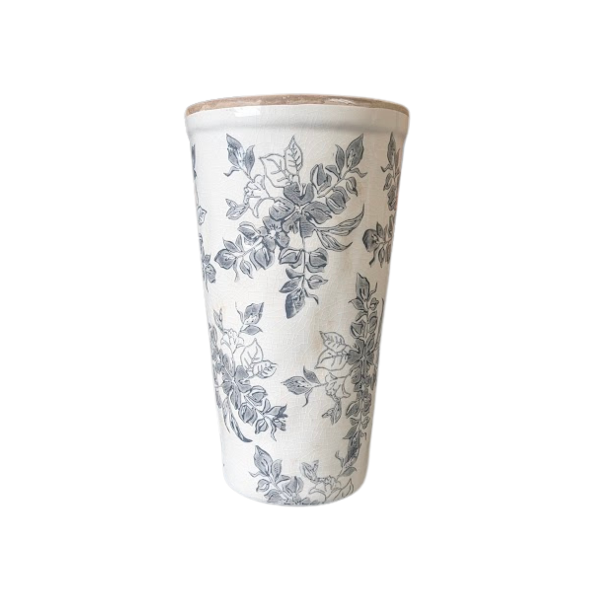 Floral Motif 9.5" Vase [Muted Grey]