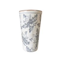 Floral Motif 9.5" Vase [Muted Grey]