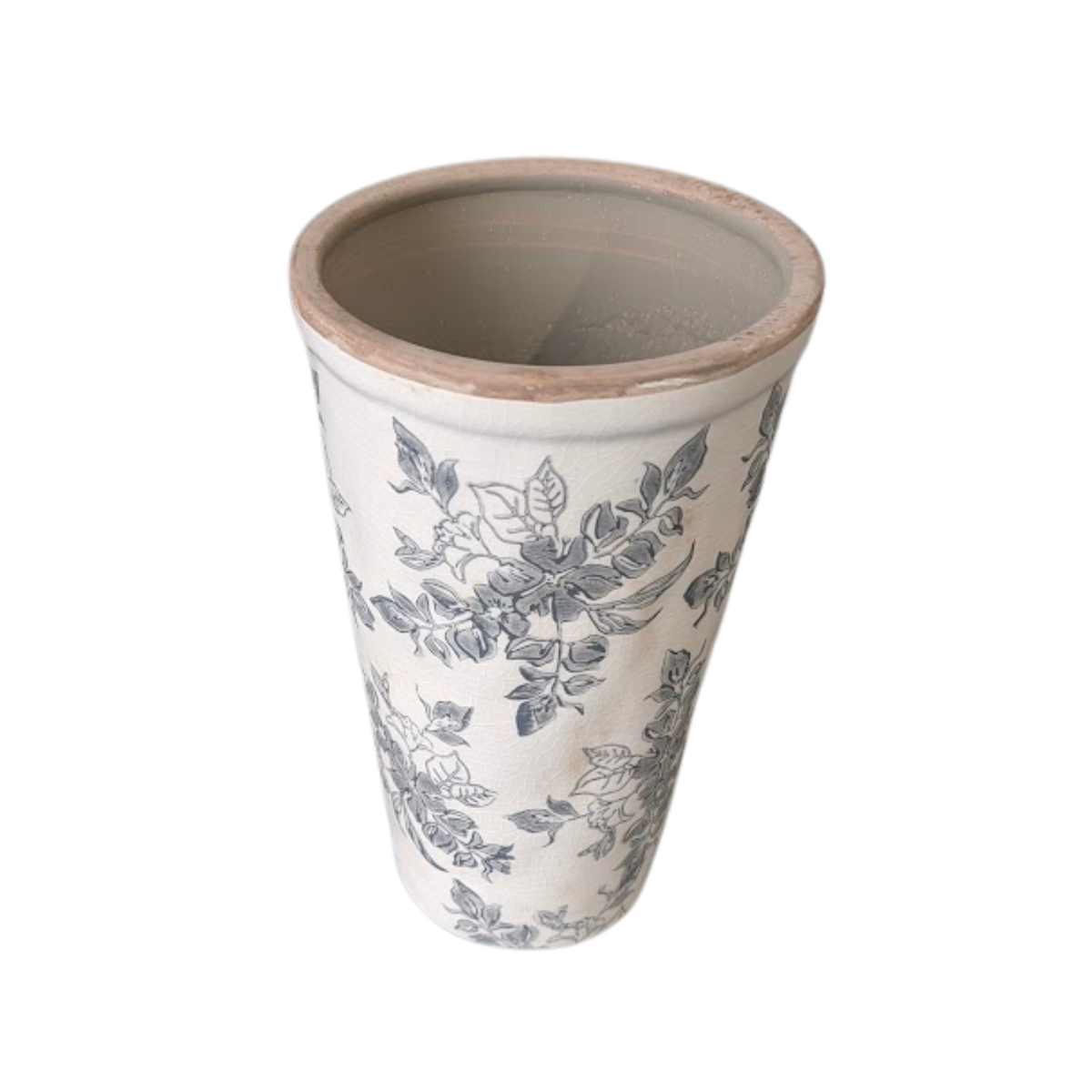 Floral Motif 9.5" Vase [Muted Grey]
