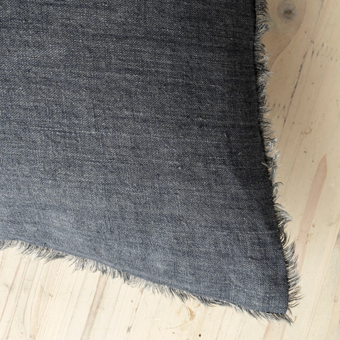 Lina Linen Pillow - Charcoal 24" x 24"