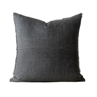 Lina Linen Pillow - Charcoal 24" x 24"