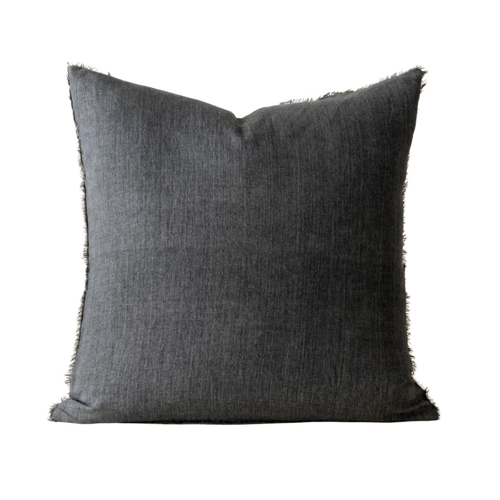 Lina Linen Pillow - Charcoal 24" x 24"