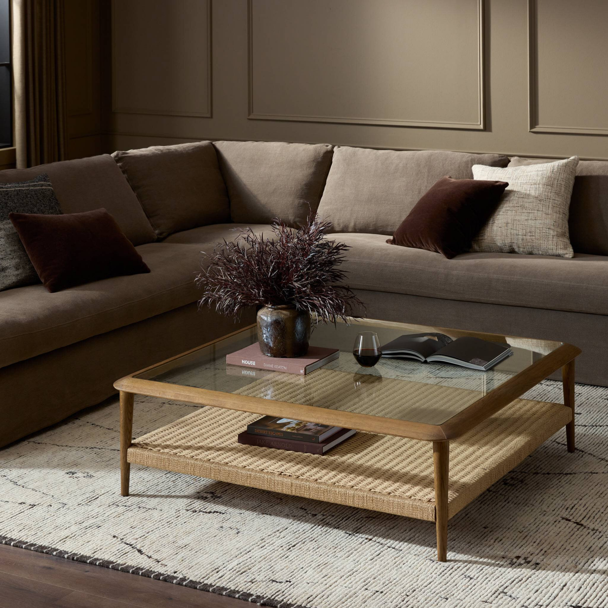 Carmello Coffee Table w/ Paper Rope Shelf